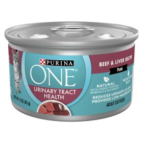 Purina ONE Urinary Tract Health Beef & Liver Natural Pate Wet Cat Food 3 oz Can