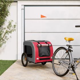 Pet Bike Trailer Red and Gray Oxford Fabric&Iron