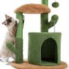 Cactus Cat Tree Cat Tower with Warmy Condo, Plush Perches, Sisal Scratching Post and Fluffy Balls for Small and Medium Cats (Minimum Retail Price for