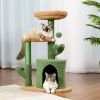 Cactus Cat Tree Cat Tower with Warmy Condo, Plush Perches, Sisal Scratching Post and Fluffy Balls for Small and Medium Cats (Minimum Retail Price for