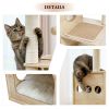 Modern Luxury Cat Tree Wooden Multi-Level Cat Tower Cat Sky Castle With 2 Cozy Condos, Cozy Perch, Spacious Hammock And Interactive Dangling Ball (Min