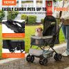 VEVOR Pet Stroller, 4 Wheels Dog Stroller Rotate with Brakes, 44lbs Weight Capacity, Puppy Stroller with Reversible Handlebar, Storage Basket and Zipp