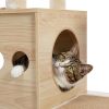 Modern Luxury Cat Tree Wooden Multi-Level Cat Tower Cat Sky Castle With 2 Cozy Condos, Cozy Perch, Spacious Hammock And Interactive Dangling Ball (Min