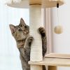 Modern Luxury Cat Tree Wooden Multi-Level Cat Tower Cat Sky Castle With 2 Cozy Condos, Cozy Perch, Spacious Hammock And Interactive Dangling Ball (Min