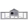 Three-Compartment Rabbit Hutch - Grey