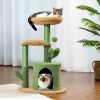 Cactus Cat Tree Cat Tower with Warmy Condo, Plush Perches, Sisal Scratching Post and Fluffy Balls for Small and Medium Cats (Minimum Retail Price for