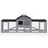 Three-Compartment Rabbit Hutch - Grey