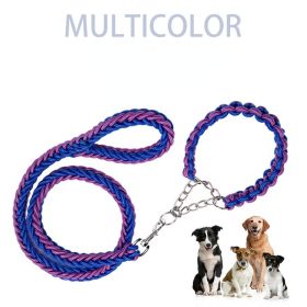 Eight-strand nylon braided dog collar leash dog chain impact blasting chain pet leash (colour: blue and purple, Specification (L * W): L)