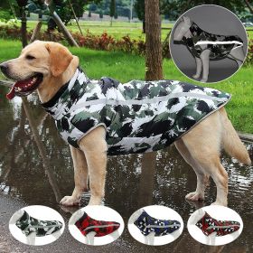 Winter windproof dog warm clothing; dog jacket; dog reflective clothes (colour: Blue grid, size: 2XL)