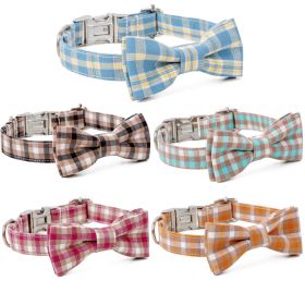 Plaid Dog Collar with Bow Pet Gift Adjustable Soft and Comfy Bowtie Collars for Small Medium Large Dogs (colour: Style 2, size: L 3.0x60cm)