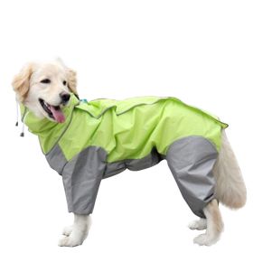 A Raincoat for all small and large dogs; Pet raincoat Medium large dog Golden hair Samo Alaska waterproof four foot raincoat Dog hooded raincoat (colour: pink, size: 16)