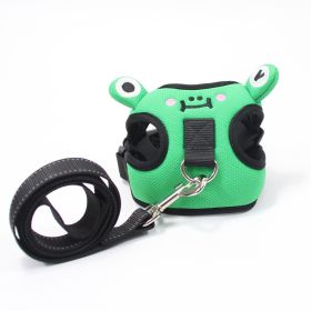 dog harness set; with leas frog leash pet mesh breathable small dog chest back retractable dog leash pet harness (colour: Calf, Specification (L * W): XS)