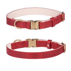 Leather dog collar; Leather Dog Collar Soft Padded Breathable Adjustable Tactical Pet Collar with Durable Metal Buckle for Small Medium Large Dogs (colour: Leather, size: M code)