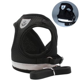 dog Harnesses and dog leash set; Pet Chest Strap Vest Dog Towing Rope Reflective Breathable Dog Rope Pet Supplies Wholesale (colour: black, Specification (L * W): L)