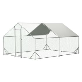 Large Metal Chicken Coop, Walk-in Chicken Run,Galvanized Wire Poultry Chicken Hen Pen Cage, Rabbits Duck Cages with Waterproof and Anti-Ultraviolet Co (Color: as Pic)