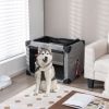 M/L 3-Door Dog Crate with Removable Pad and Metal Frame