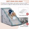 22 Inches and 11 Inches Foam Pet Stairs Set with 5-Tier and 3-Tier Dog Ramps